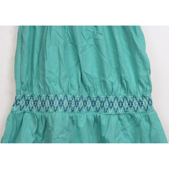 2014 Gymboree Sparkle Safari Teal Dress Embroidered Bow Shirring Tank Summer - Picture 3 of 7